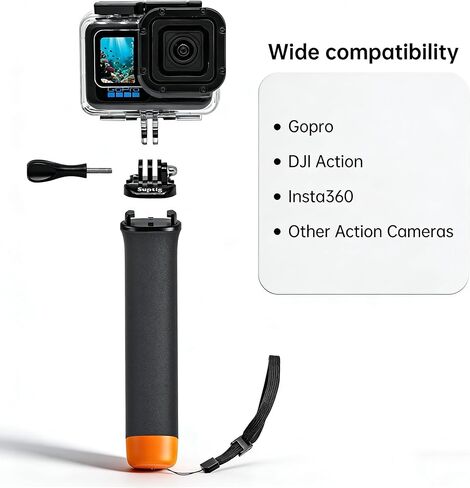 Suptig Upgraded Floating Hand Grip Floaty Stick Compatible for Gopro Mission 1 Pro, Gopro Hero 13, Hero 12,11,10,9,8,7,6,5,4 Gopro Max, Fusion DJI Action 6,5 Pro,5,4,3, Insat 360, Akaso Action Camera in Kuwait