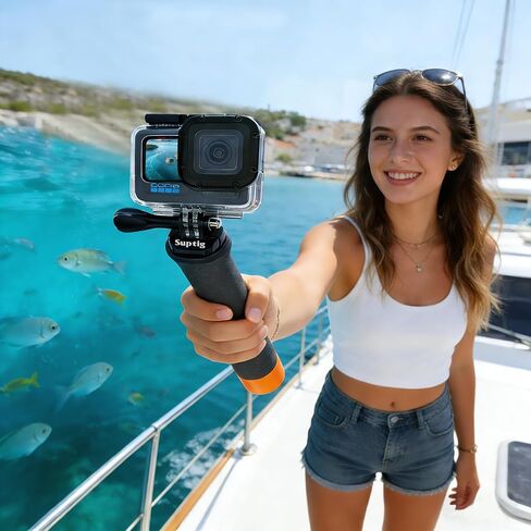 Suptig Upgraded Floating Hand Grip Floaty Stick Compatible for Gopro Mission 1 Pro, Gopro Hero 13, Hero 12,11,10,9,8,7,6,5,4 Gopro Max, Fusion DJI Action 6,5 Pro,5,4,3, Insat 360, Akaso Action Camera in Kuwait
