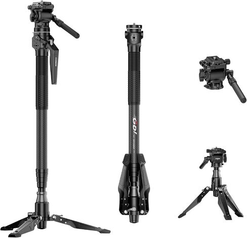M1mini Carbon Fiber Monopod for Camera, 4-Section One-Button Lifting, Compact Portable Monopod with A32 Ball Head for Camera, Outdoor Travel Photography, Max Load 5kg, M1mini-A32 in Kuwait