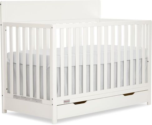 Fisher-Price Meadowbrook 4-in-1 Convertible Full Size Baby Crib with Drawer, Wooden Nursery Furniture, Converts to Toddler Bed with Guardrail, Daybed & Full-Size Bed, GGG, BSA Certified, Cannoli Cream in Kuwait