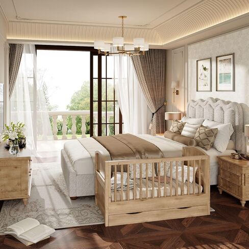 4-in-1 Convertible Crib, Converts to Toddler Bed and Full Bed in Kuwait
