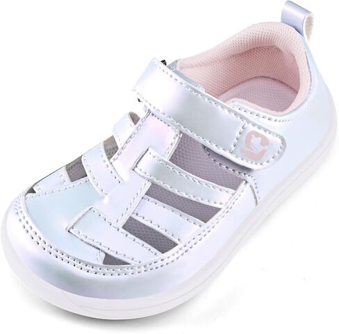 Toddler Boys Girls Wide Toe Sandals Barefoot Summer Shoes with Hook-loop | Wide toe box, flexible zero-drop sole and closed-toe design help toddlers move naturally and comfortably. in Kuwait
