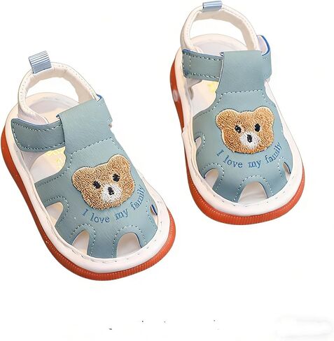 Baby Boys Girls Squeaky Sandals Bear Pattern Non-Slip Soft Lightweight Summer First Walker Toddler Shoes in Kuwait