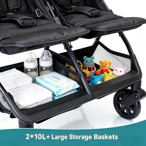 Twin Stroller for 2 Kids,30.5" Wide Side-by-Side Double Stroller with Independent Recline & 5-Point Harness, Ultra-Lightweight 25lbs,UPF 50+ Canopy, All-Terrain Wheels, Fits Doorways & Disney in Kuwait