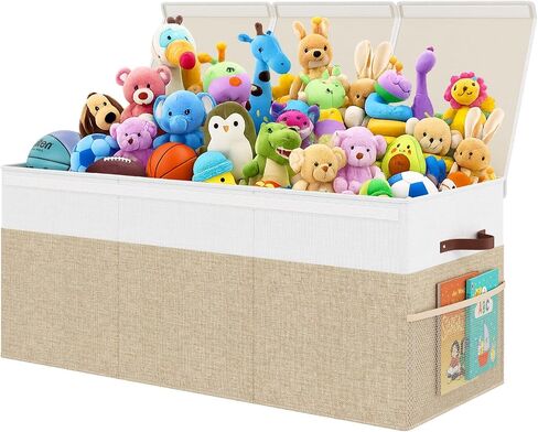 150L Extra Large Toy Storage Box with Lid for Boys Girls Nursery Playroom | Collapsible with Lid, Removable Divider, 40"x14"x16", Side Pockets, For Nursery, Living Room, Playroom in Kuwait