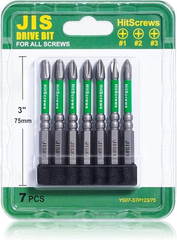 7pcs JIS Screwdriver Bit Set - 3" / 75mm - Impact Ready Japanese Cross Point Bits #1, #2, #3 - Taiwan S2 Steel, Magnetic Tips - Anti Cam-Out Repair Kit Compatible with Honda, Tamiya, Shimano in Kuwait