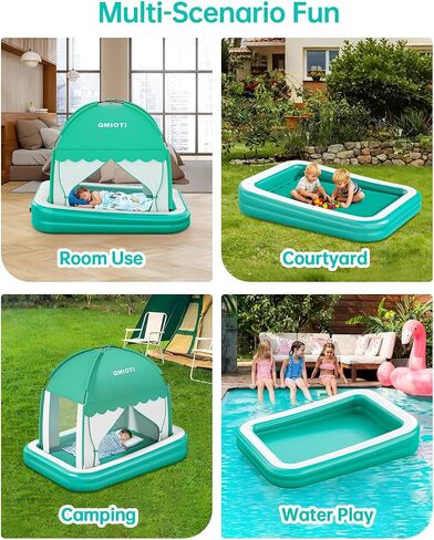 Inflatable Toddler Travel Bed with Tent, Portable Kids Air Mattress | Blow Up Portable Travel Toddler Bed with Safety Bumpers for Home, Traveling, Camping, with Fast Pump Inflation in Kuwait