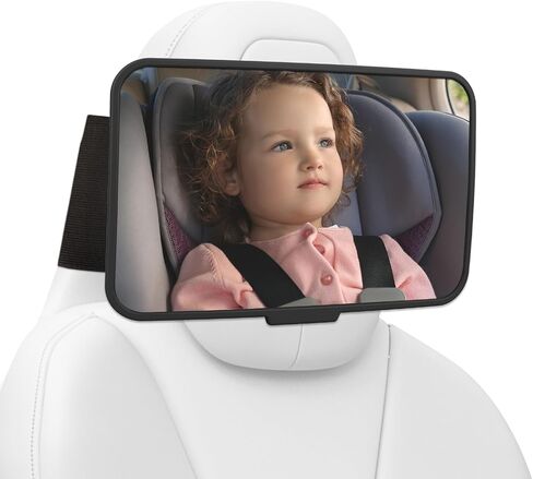 Baby Car Mirror for Fixed Headrest, Shatterproof Car Seat Mirror for Baby Rear Facing, Clear Wide View Non-Slip Shake-Proof Infant Car Mirror for Back Seat, Tesla Compatible Newborn Must Haves（Black） in Kuwait
