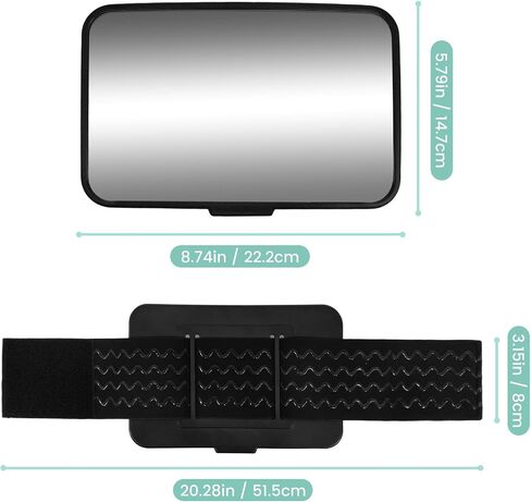 Baby Car Mirror for Fixed Headrest, Shatterproof Car Seat Mirror for Baby Rear Facing, Clear Wide View Non-Slip Shake-Proof Infant Car Mirror for Back Seat, Tesla Compatible Newborn Must Haves（Black） in Kuwait