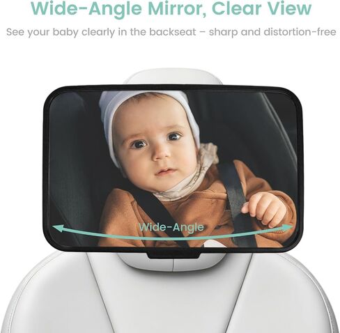 Baby Car Mirror for Fixed Headrest, Shatterproof Car Seat Mirror for Baby Rear Facing, Clear Wide View Non-Slip Shake-Proof Infant Car Mirror for Back Seat, Tesla Compatible Newborn Must Haves（Black） in Kuwait