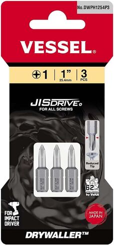 (USA Official) DRYWALLER Insert Bit +1 x 25.4mm (1") 3PC. (Card) in Kuwait