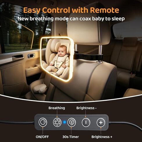 Baby Car Mirror with Light, USB-Powered 175° FOV Baby Seat Mirror for Car, Stable Hook Clip, 360° Adjustable, Safety & Easy Install, Rear-Facing Backseat Camera to Monitor Your Baby’s Every Move in Kuwait