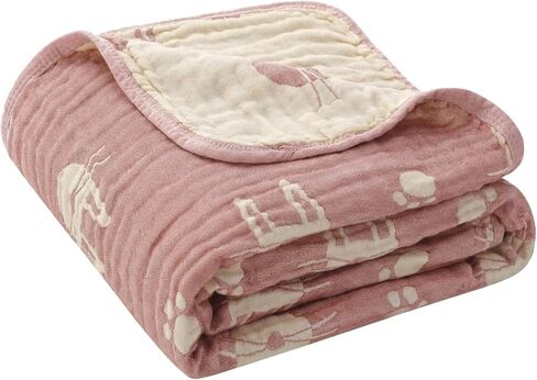 6-Layer Muslin Baby Blanket Made with Organic Cotton - Enchanting Woodland Garden,Swaddle & Crib Quilt, 43" x 43",Garden(Gender Neutral) in Saudi Arabia