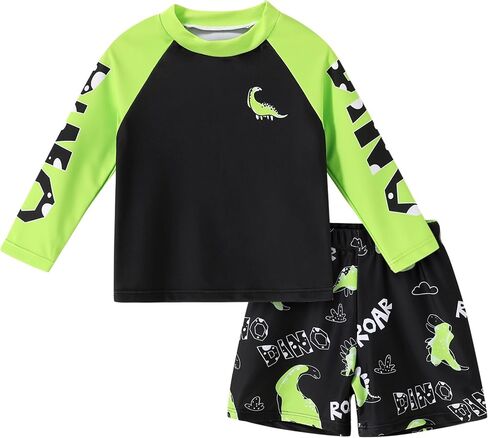 Toddler Baby Boys Long Sleeve Rashguard Swimsuit 2 Piece Set Swim Shirt Trunks Bathing Suit in Kuwait