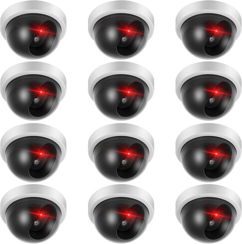 Kanayu 12 Pack Dummy Fake Camera CCTV Dome Fake Security with Flashing Red LED Light Wireless Surveillance Dummy CCTV for Outside Decoy Camera with Screws Tape for Indoor Outdoor Home (White) in Kuwait