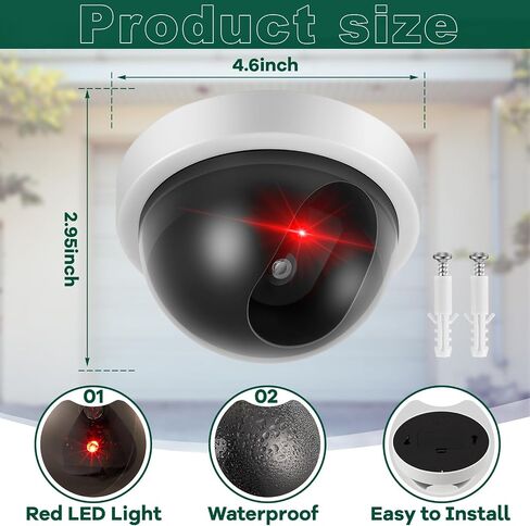 Kanayu 12 Pack Dummy Fake Camera CCTV Dome Fake Security with Flashing Red LED Light Wireless Surveillance Dummy CCTV for Outside Decoy Camera with Screws Tape for Indoor Outdoor Home (White) in Kuwait