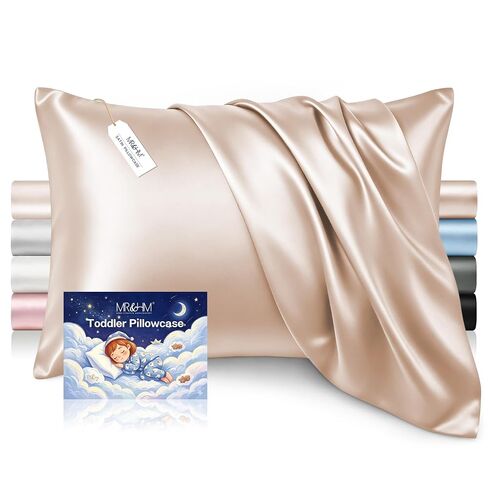 MR&HM Satin Toddler Pillowcase 13x18, 2 Pack Silky Soft Small Pillowcases for Kids Night Sleeping, Breathable Travel Pillow case with Envelope Closure, Light Pink in Kuwait