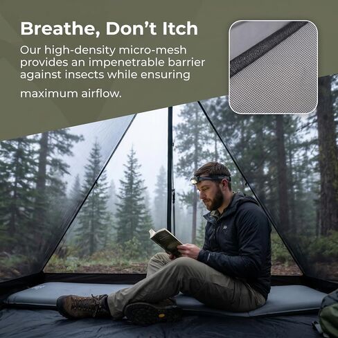 Camping Mosquito Net Bed Compact and Ultra-Light for Travel，Finest Holes Mesh Noseeum Netting for Camping and Hiking, Without Sleeping Mat in Kuwait