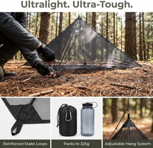 Camping Mosquito Net Bed Compact and Ultra-Light for Travel，Finest Holes Mesh Noseeum Netting for Camping and Hiking, Without Sleeping Mat in Kuwait