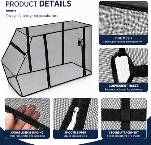 Wagon Mosquito Net Cover for Folding Wagon, 35" L x 20" W Fine Mesh Bug Screen with Zipper, Outdoor Camping Cart Cover for Garden, Picnic and Beach in Kuwait