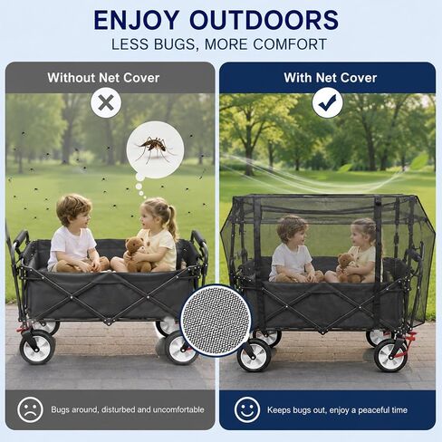 Wagon Mosquito Net Cover for Folding Wagon, 35" L x 20" W Fine Mesh Bug Screen with Zipper, Outdoor Camping Cart Cover for Garden, Picnic and Beach in Kuwait