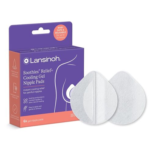 Lansinoh Soothies Cooling Gel Nipple Pads, Reusable Hydrogel Pads for New Moms, Soft & Gentle Breastfeeding Essentials, 6 Count in Kuwait