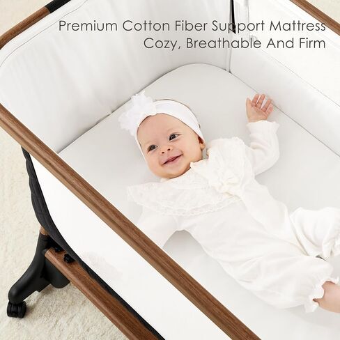 ANGELBLISS Electric Baby Bassinet Bedside Sleeper with Auto Rocking, Remote/Touch Control, 3 Timer Modes, 12 Sounds, 6 Heights, Storage & Wheels (Black) in Kuwait