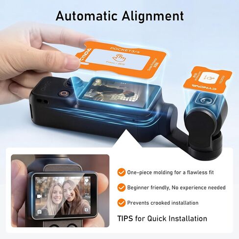 CYNOVA Screen Protector for DJI Osmo Pocket 4 Accessories, 2+2 Pack | Auto Alignment Tool for DJI Osmo Pocket 3/4/Xtra Muse, Easy Install Bubble Free, HD Clear, Scratch Resistant in Kuwait