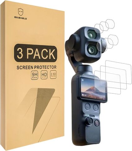 Mr.Shield 3+3 Pack Tempered Glass Screen Protector for DJI Osmo Pocket 4P | [Lens+LCD Screen] Japan Glass with 9H Hardness in Kuwait