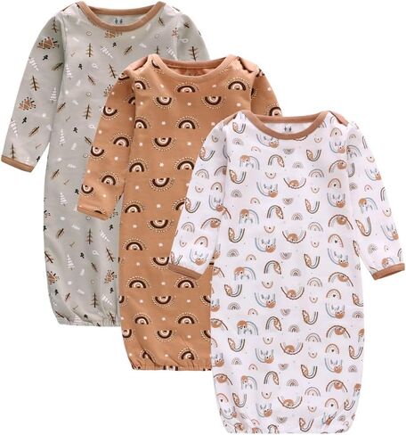Miracle Baby Newborn Gowns, 3-Pack Long Sleeve Sleep Sack, Soft Cotton Sleeping Bag for Newborn 0-12 Months in Kuwait