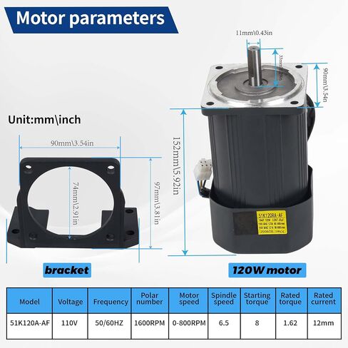 RATTMMOTOR Motor Lathe Chuck Spindle Assemblies Through Hole 15mm | , 3 Jaw K11-125mm Lathe Chuck with 120W 110V Optical Shaft Adjustable Speed Motor+Driver for CNC Lathe in Kuwait