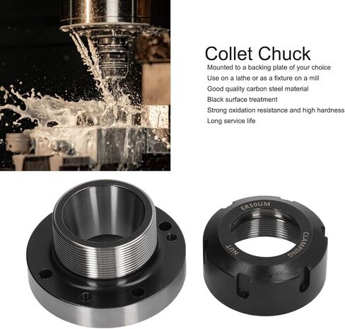 Qqmora ER50 Collet Chuck High Carbon Steel 100mm Diameter 7 Hole Flange for CNC Milling Machine and Lathe Tool in Kuwait