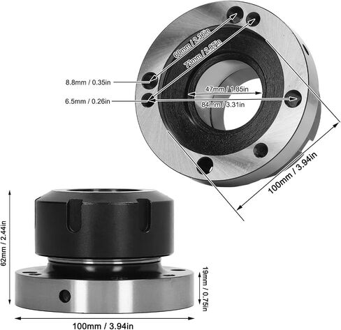 Qqmora ER50 Collet Chuck High Carbon Steel 100mm Diameter 7 Hole Flange for CNC Milling Machine and Lathe Tool in Kuwait