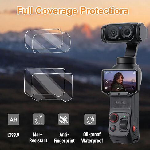 2 Pack Tempered Glass Screen Protector with Auto Alignment OneTouch for Insta360 Luna Ultra, 2 Camera Lens Protector, 2 Screen Protector, 30 seconds Installation, 9H Hardness HD Clear Anti-Scratch in Kuwait