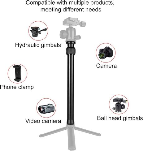 Andoer Tripod Extension Pole 2 Section Aluminum Alloy Center Column Extender Rod Telescopic Stick Monopod in Kuwait