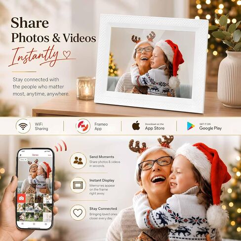 Frameo Digital Picture Frame 10.1" Digital Calendar 2-in-1|WiFi Smart Photo Frame16GB with 1280x800 HD Touchscreen|Sync Family Calendars Planner|Share Photos/Videos from Phone|Gifts for Mom Parents in Kuwait