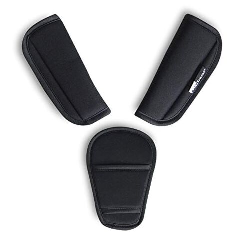 SeedFuture 3 Pieces Stroller Strap Covers and Crotch Pad Combo, Black | Velcro Design, Soft Material, Universal Size in Kuwait