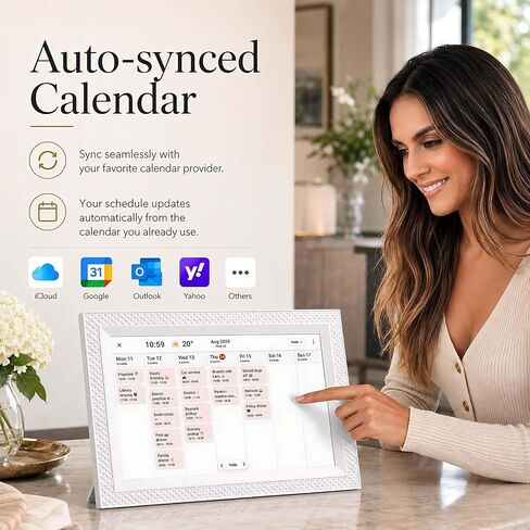 Frameo Digital Picture Frame 10.1" Digital Calendar 2-in-1|WiFi Smart Photo Frame16GB with 1280x800 HD Touchscreen|Sync Family Calendars Planner|Share Photos/Videos from Phone|Gifts for Mom Parents in Kuwait