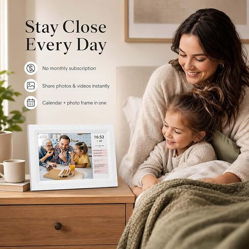 Frameo Digital Picture Frame 10.1" Digital Calendar 2-in-1|WiFi Smart Photo Frame16GB with 1280x800 HD Touchscreen|Sync Family Calendars Planner|Share Photos/Videos from Phone|Gifts for Mom Parents in Kuwait