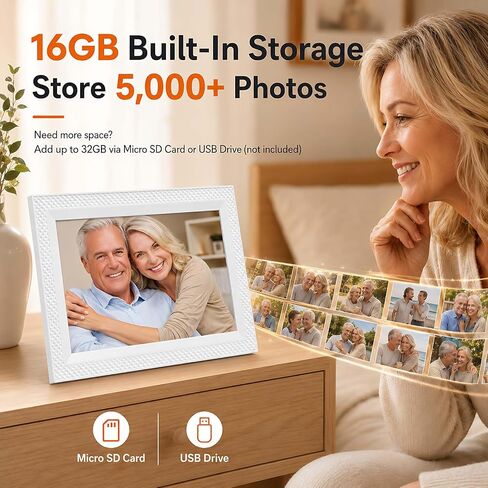 Frameo Digital Picture Frame 10.1" Digital Calendar 2-in-1|WiFi Smart Photo Frame16GB with 1280x800 HD Touchscreen|Sync Family Calendars Planner|Share Photos/Videos from Phone|Gifts for Mom Parents in Kuwait