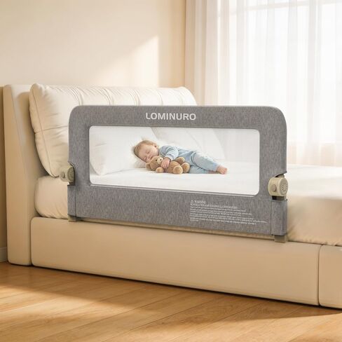 Bed Rail for Toddlers, 75in Foldable Toddler Bed Rails with Reinforced Carbon Steel Frame, Breathable Cationic Washable Fabric, Safety Bed Guard Rails for Queen, King, Twin, Full, No-Tool Setup in Kuwait