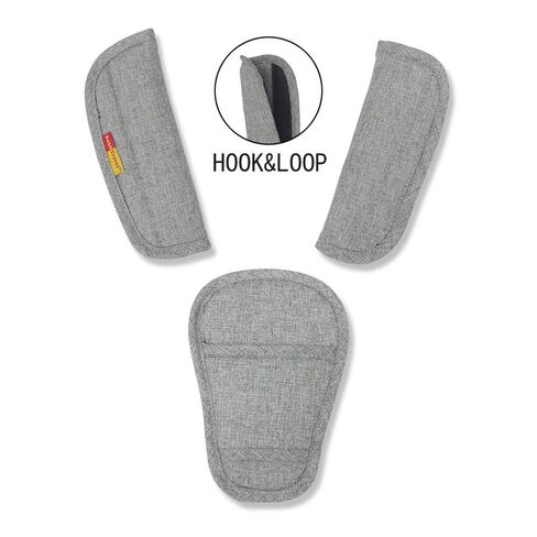 SeedFuture 3 Pieces Stroller Strap Covers and Crotch Pad Combo, Gray | Velcro Design, Soft Material, Universal Size in Kuwait