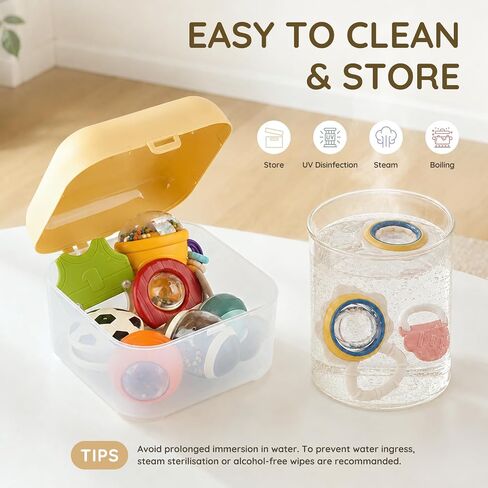 Joyreal Baby Toys 0-6 Months, 10PCS Baby Rattles Teething Toys 3-6 Months | BPA Free, Sensory Development, Easy Clean & Sterilize, Easy Grip, Teething Relief, Sports Theme, Storage Box, Baby Gift in Kuwait