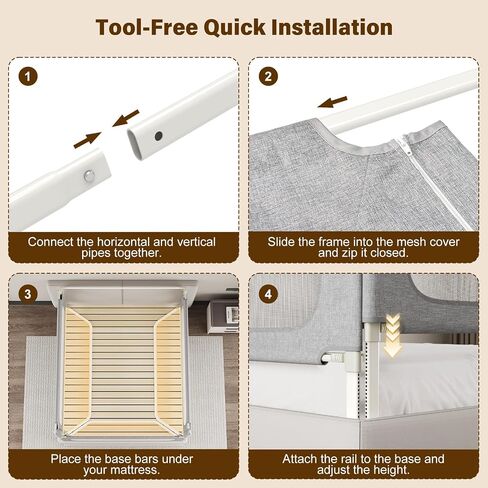 King Size Bed Rails for Toddlers: 3-Piece with Corner Cushion | Stable, Tool-Free Install, Fold-Down & Dual Safety Lock, Side Pocket, Adjustable for 2-13" Mattress, for Baby Co-Sleeping in Kuwait