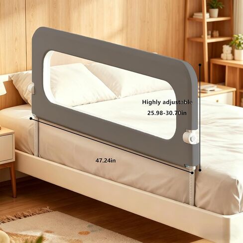 Bed Rail for Toddlers 47 Inch, Toddler Bed Rails for Crib, Twin, Full, Queen & Bunk Beds, Bed Rails for Toddlers with Reinforced Safety Guard, Easy Installation, Child Bed Guardrail for Kids in Kuwait