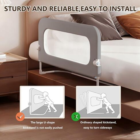 Bed Rail for Toddlers 47 Inch, Toddler Bed Rails for Crib, Twin, Full, Queen & Bunk Beds, Bed Rails for Toddlers with Reinforced Safety Guard, Easy Installation, Child Bed Guardrail for Kids in Kuwait