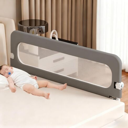 Bed Rail for Toddlers 47 Inch, Toddler Bed Rails for Crib, Twin, Full, Queen & Bunk Beds, Bed Rails for Toddlers with Reinforced Safety Guard, Easy Installation, Child Bed Guardrail for Kids in Kuwait