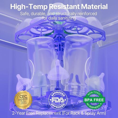 Baby Bottle Washer, Sterilizer & Dryer | All-in-One Pro Cleaning Machine with Fishbone Spray Arm, Self-Cleaning & AUTO Mode, Dual Water Inlet for Bottles, Breast Pump in Kuwait