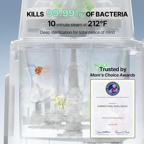 Baby Bottle Washer, Sterilizer & Dryer | All-in-One Pro Cleaning Machine with Fishbone Spray Arm, Self-Cleaning & AUTO Mode, Dual Water Inlet for Bottles, Breast Pump in Kuwait