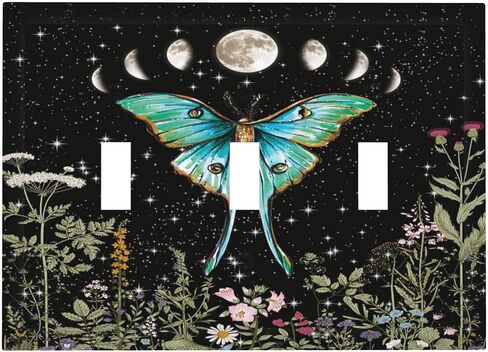Watercolor Night Forest Animals Double Toggle Light Switch Covers Decorative Moon Owl Squirrel Rabbit 2-Gang Wall Plate Electrical Switchplate Faceplate for Whimsical Cottagecore Nursery Decor in Kuwait